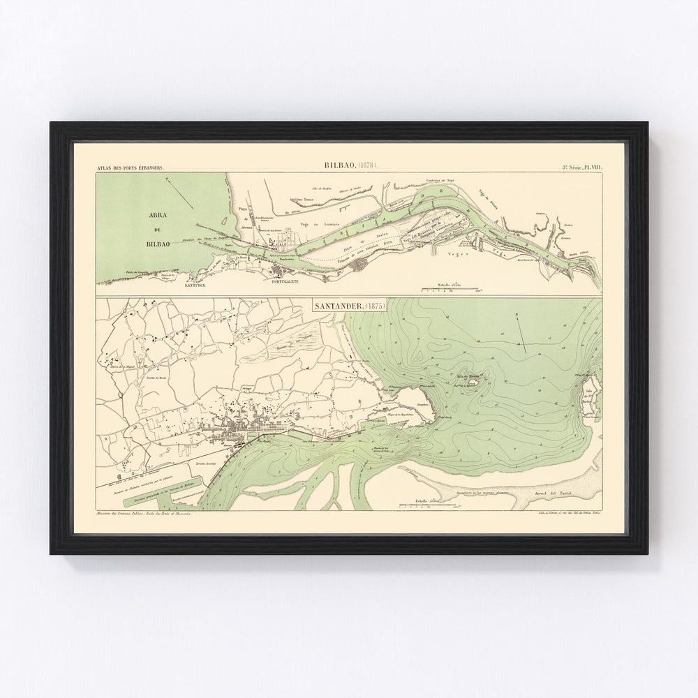 Bilbao Vintage Map 1878