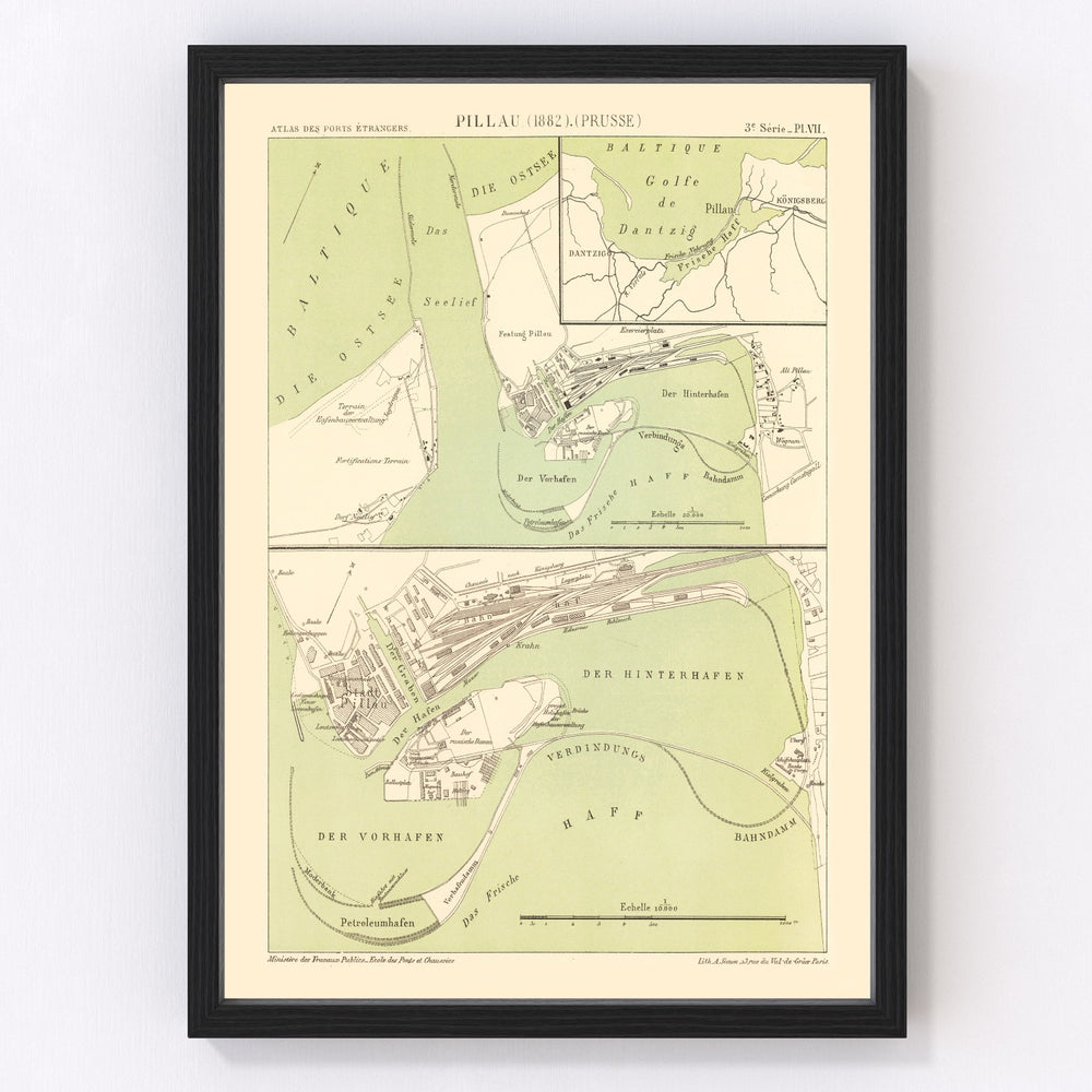 Baltiysk Vintage Map 1882