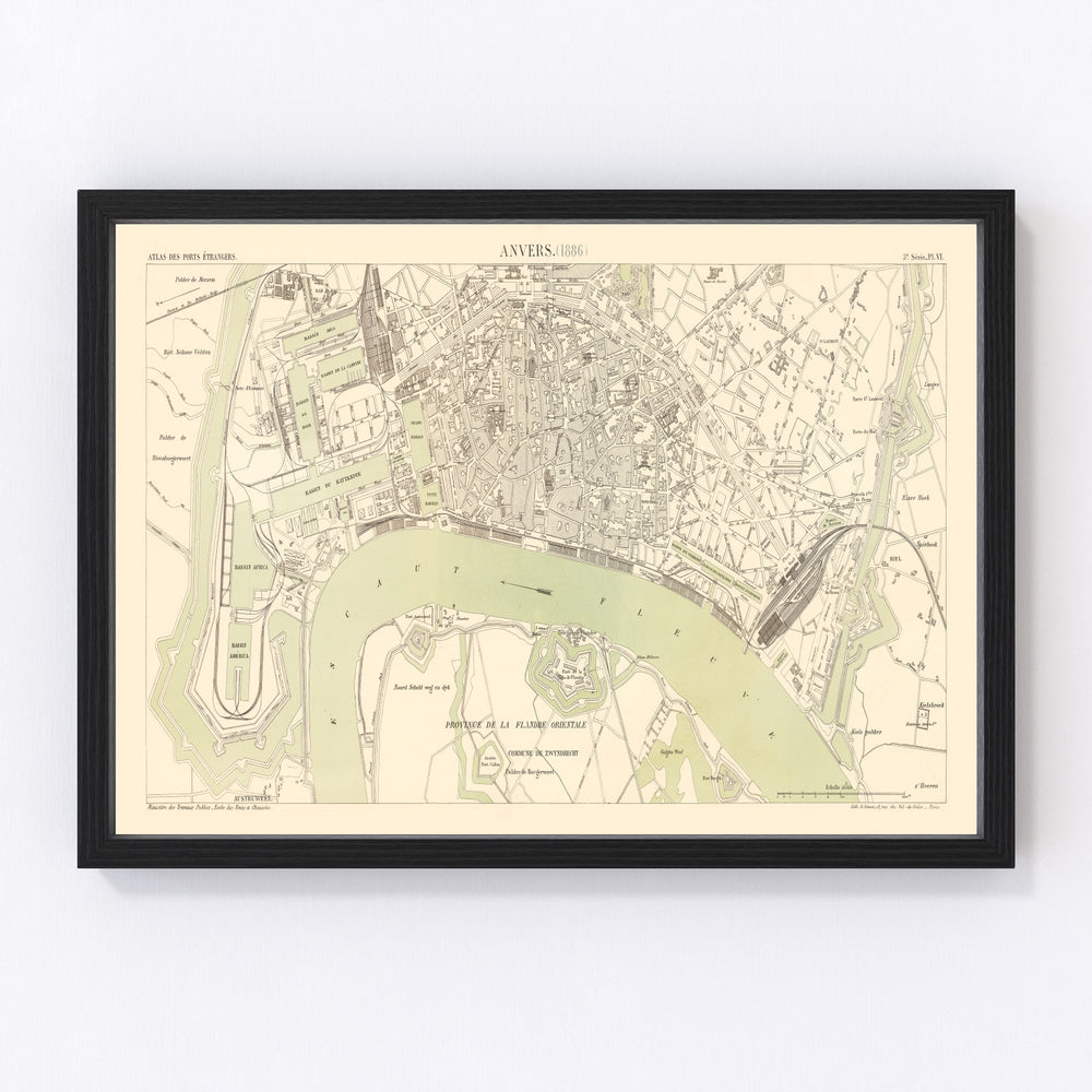 Antwerp Vintage Map 1886