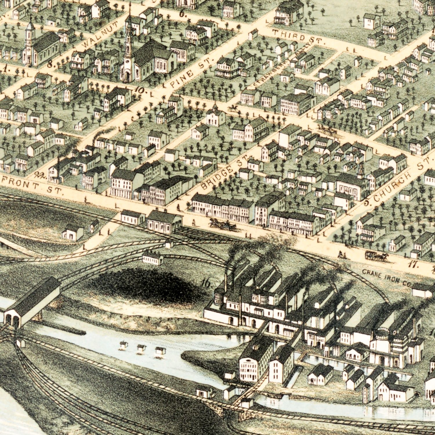 Restored historic details from the 1873 city map of Catasauqua, Pennsylvania