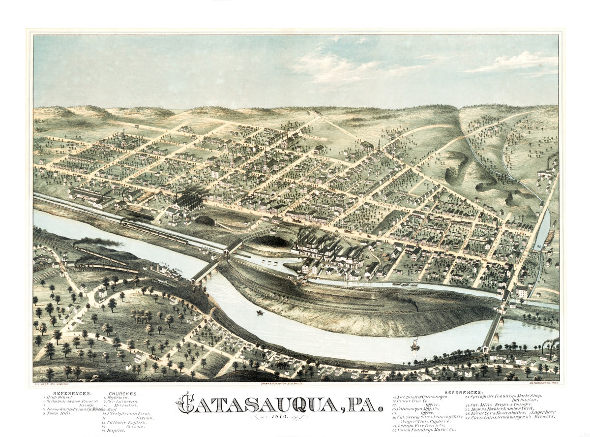 Preview of Vintage Map of Catasauqua, Pennsylvania 1873