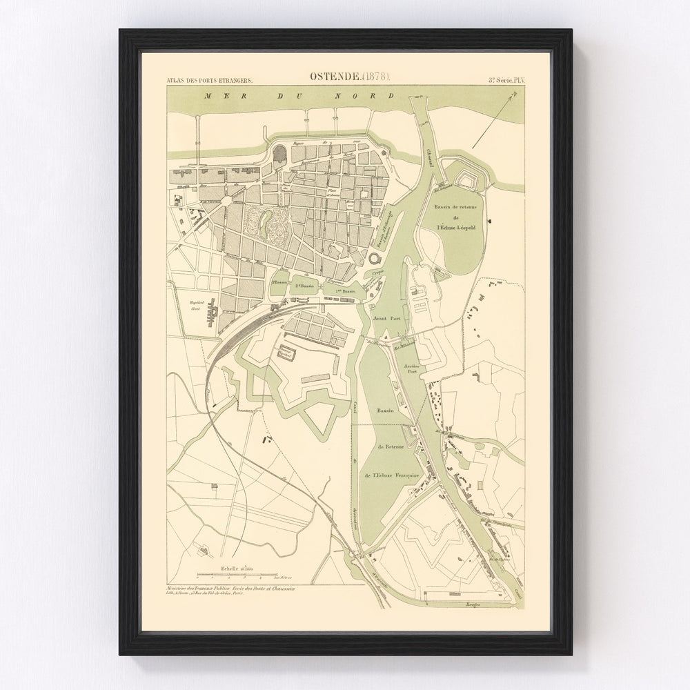 Ostend Vintage Map 1878