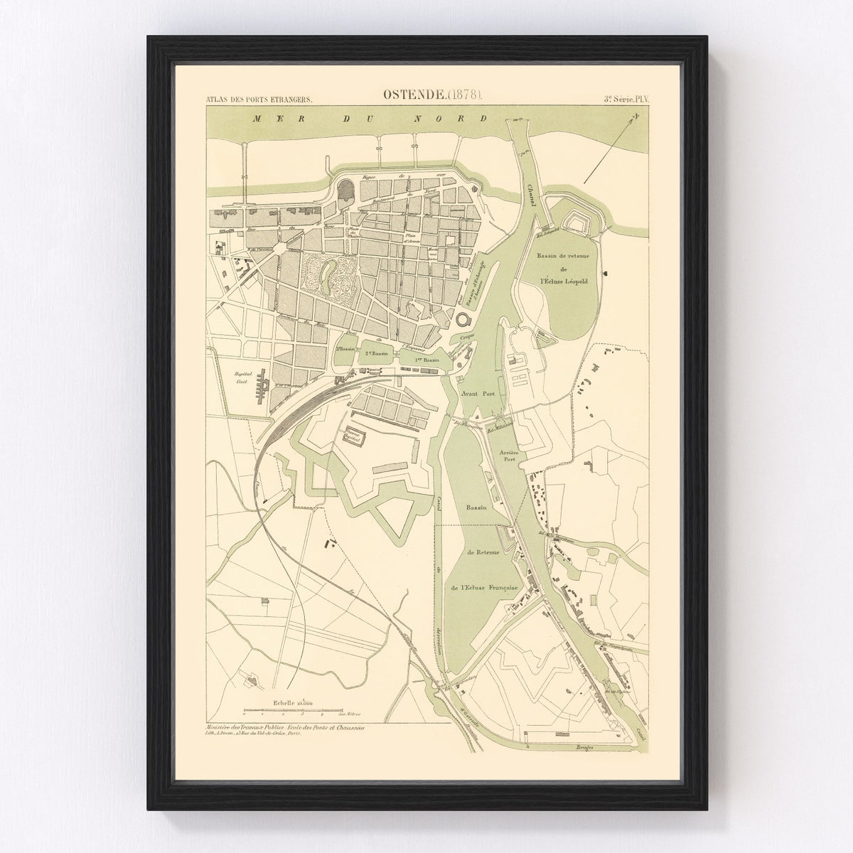 Ostend Vintage Map 1878