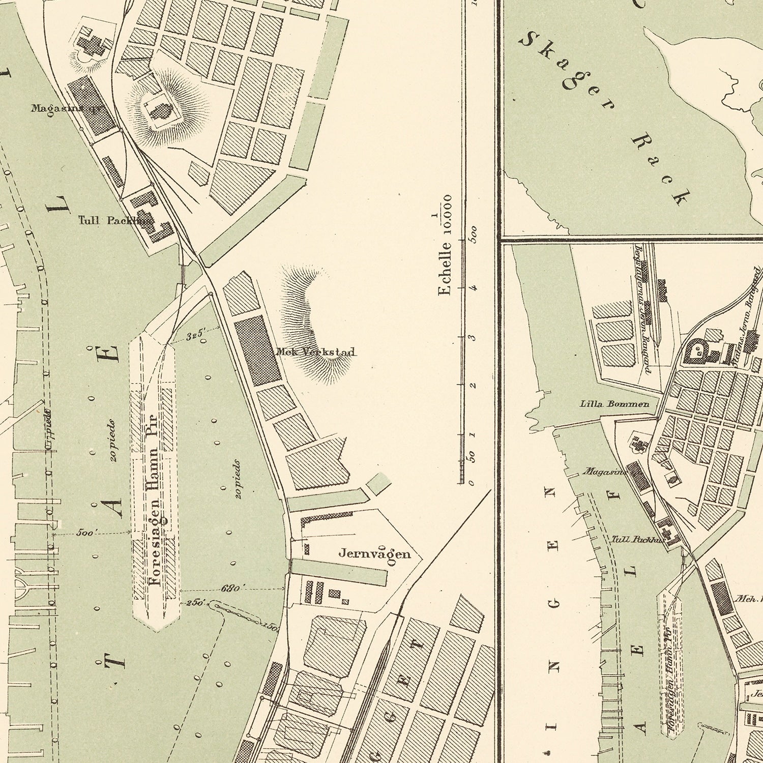 Restored historic details from the 1885 city map of Gothenburg