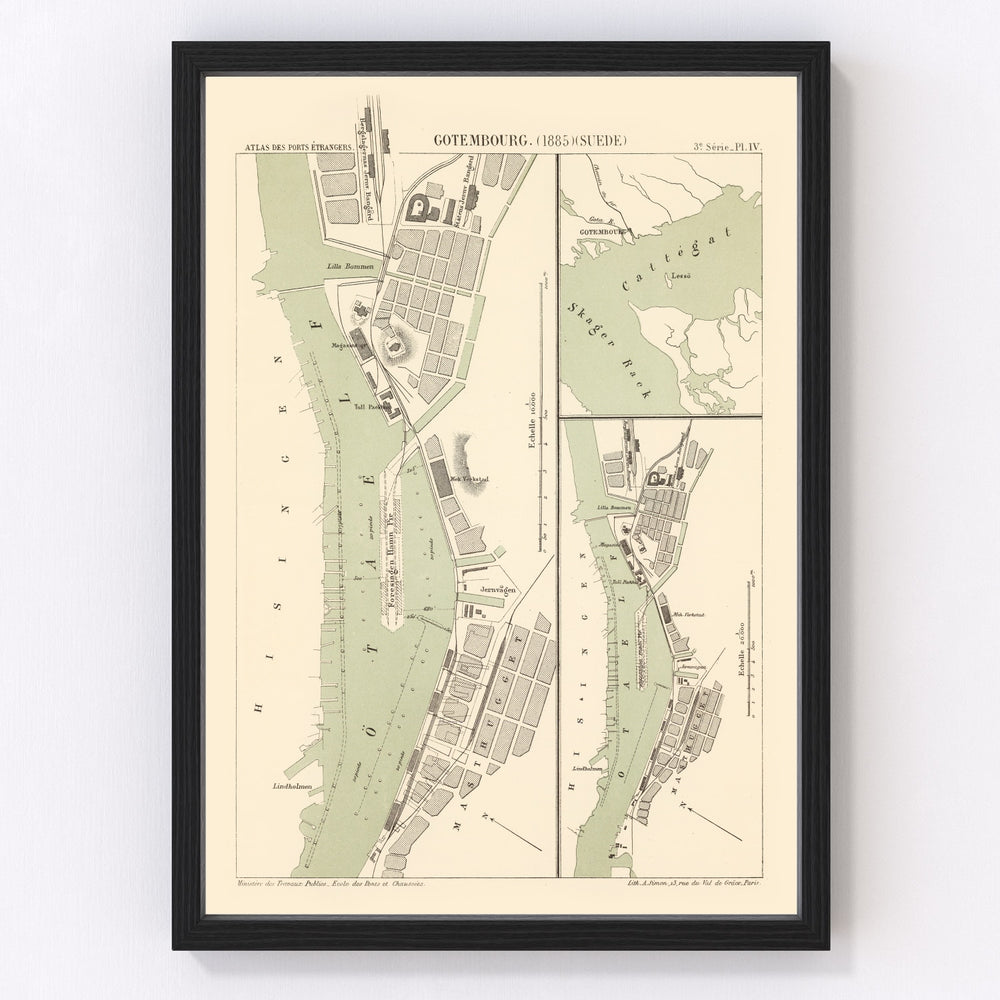 Gothenburg Vintage Map 1885