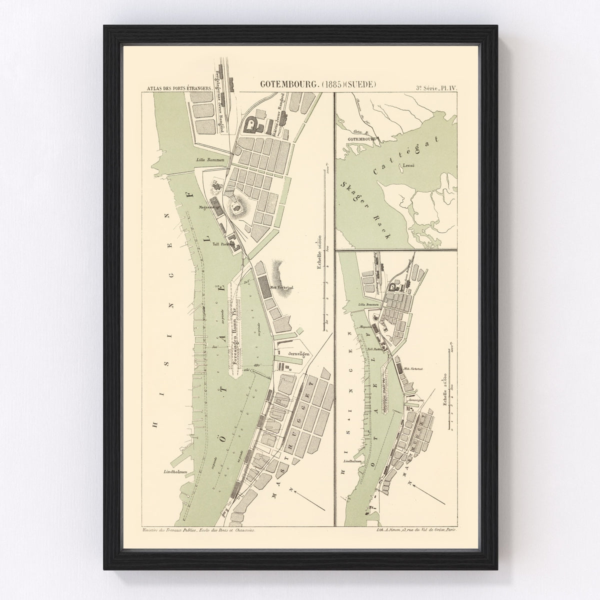 Gothenburg Vintage Map 1885