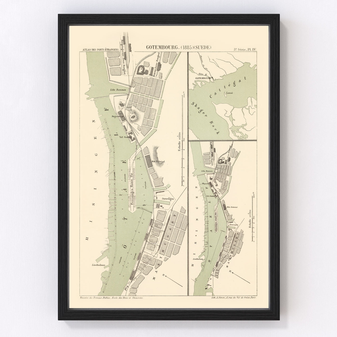 Gothenburg Vintage Map 1885