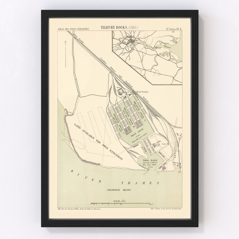 Tilbury Vintage Map 1885