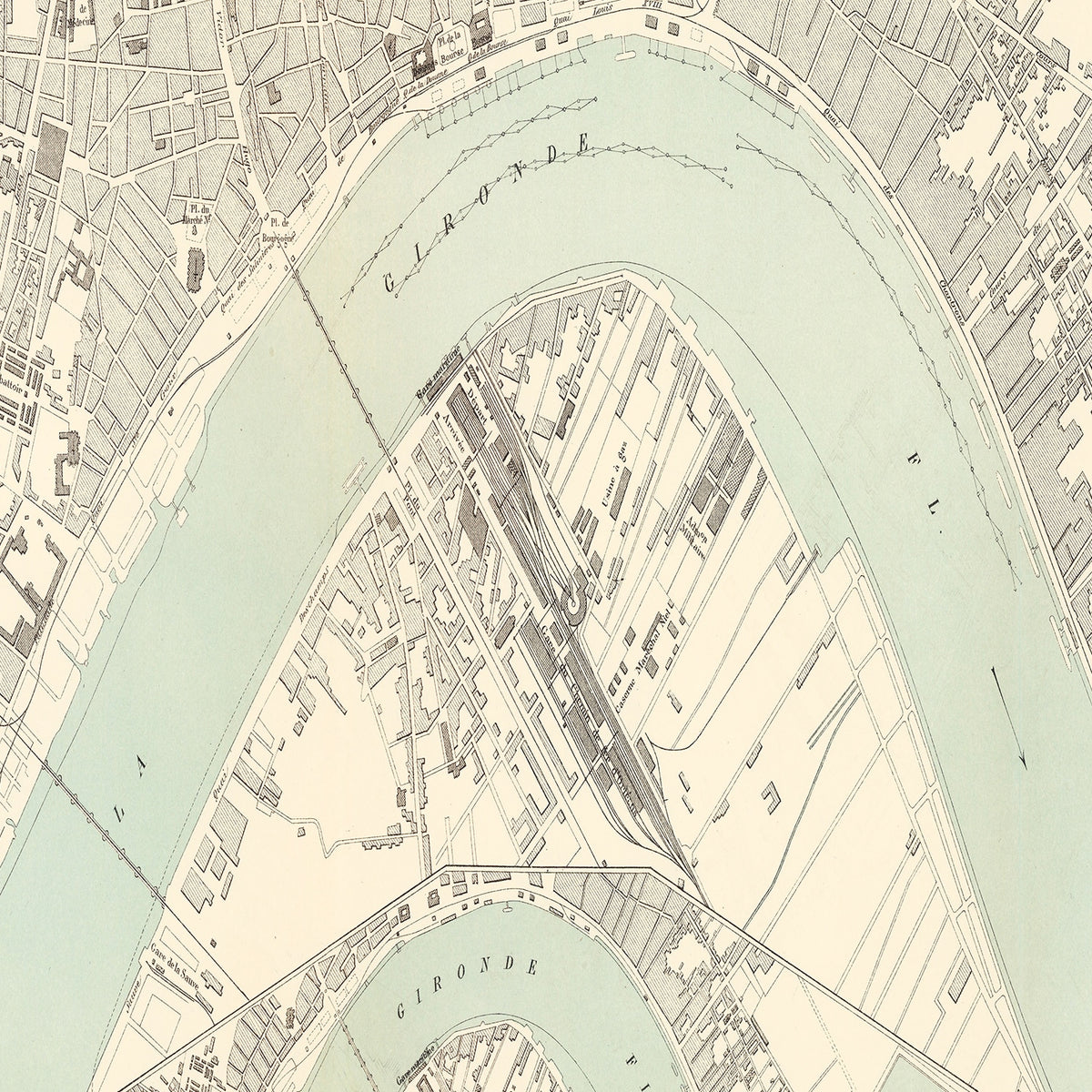 Restored historic details from the 1886 city map of Bordeaux
