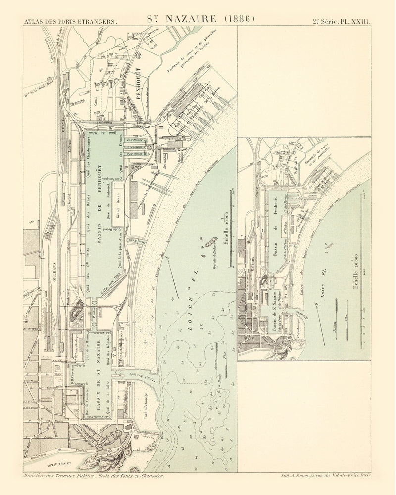 Size comparison using Vintage Map of Saint Nazaire, France 1886