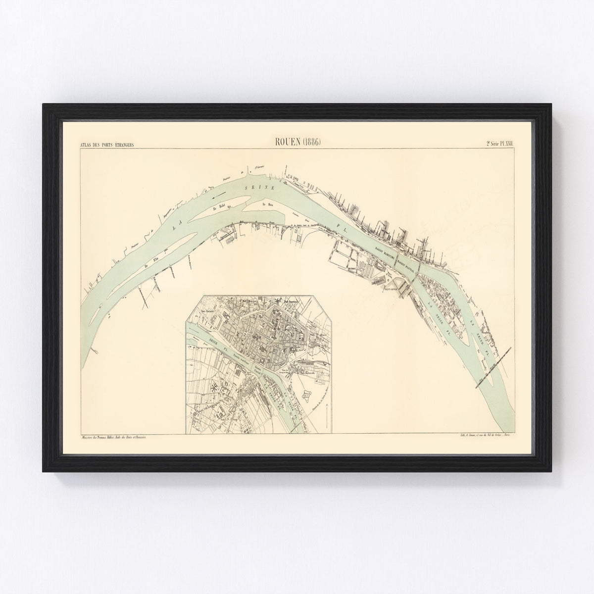 Rouen Vintage Map 1886