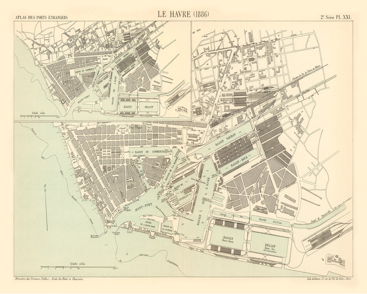 Preview of Vintage Map of Le Havre, France 1886