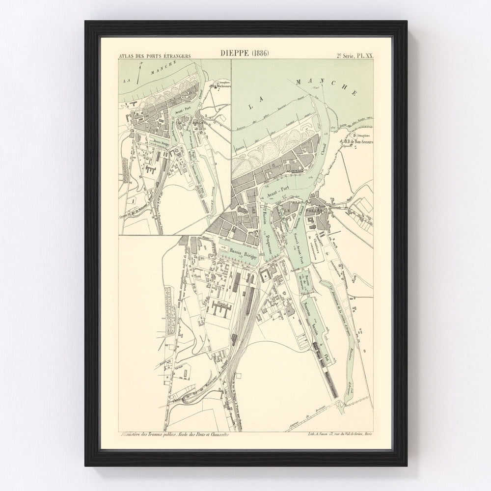 Dieppe Vintage Map 1886