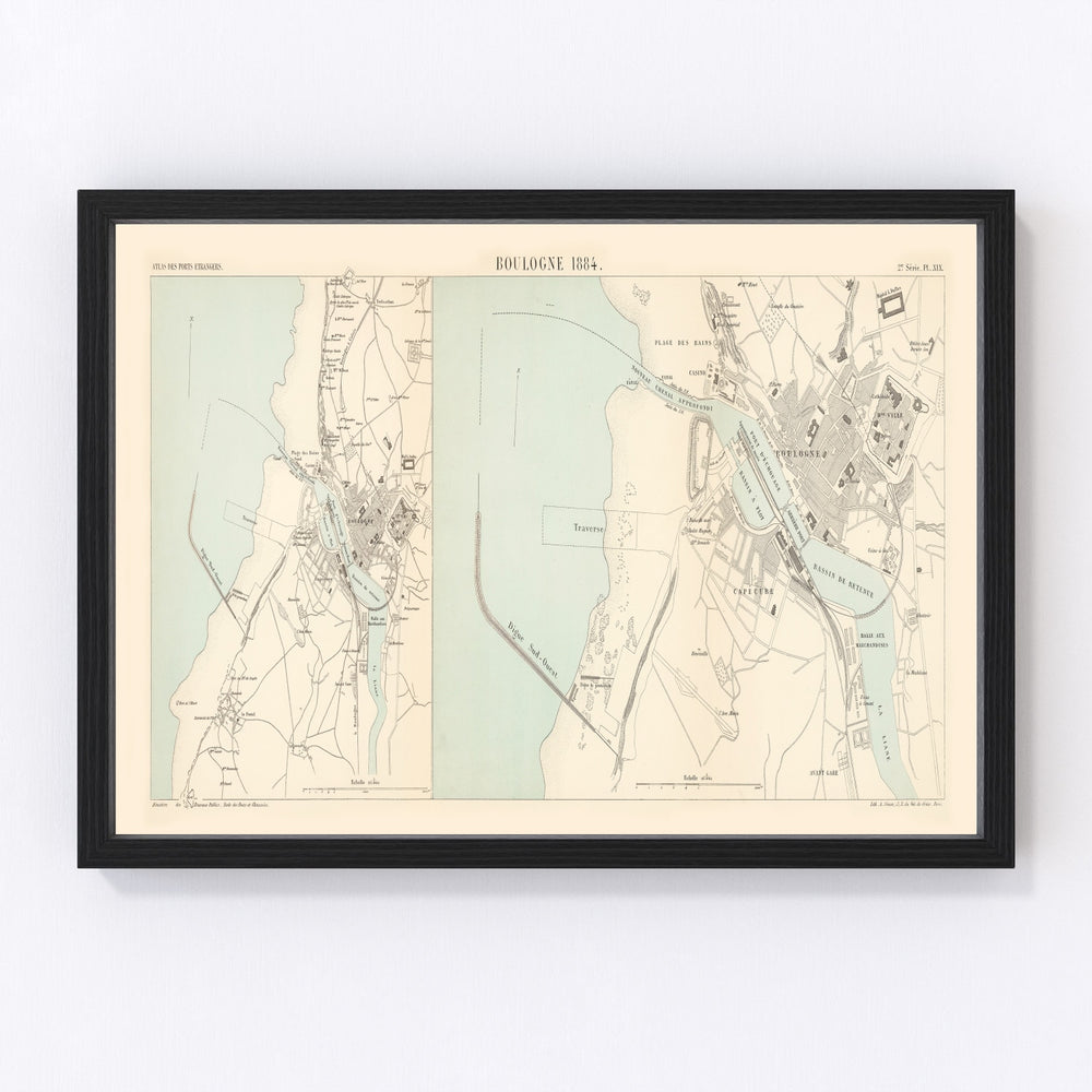 Boulogne-sur-Mer Vintage Map 1884