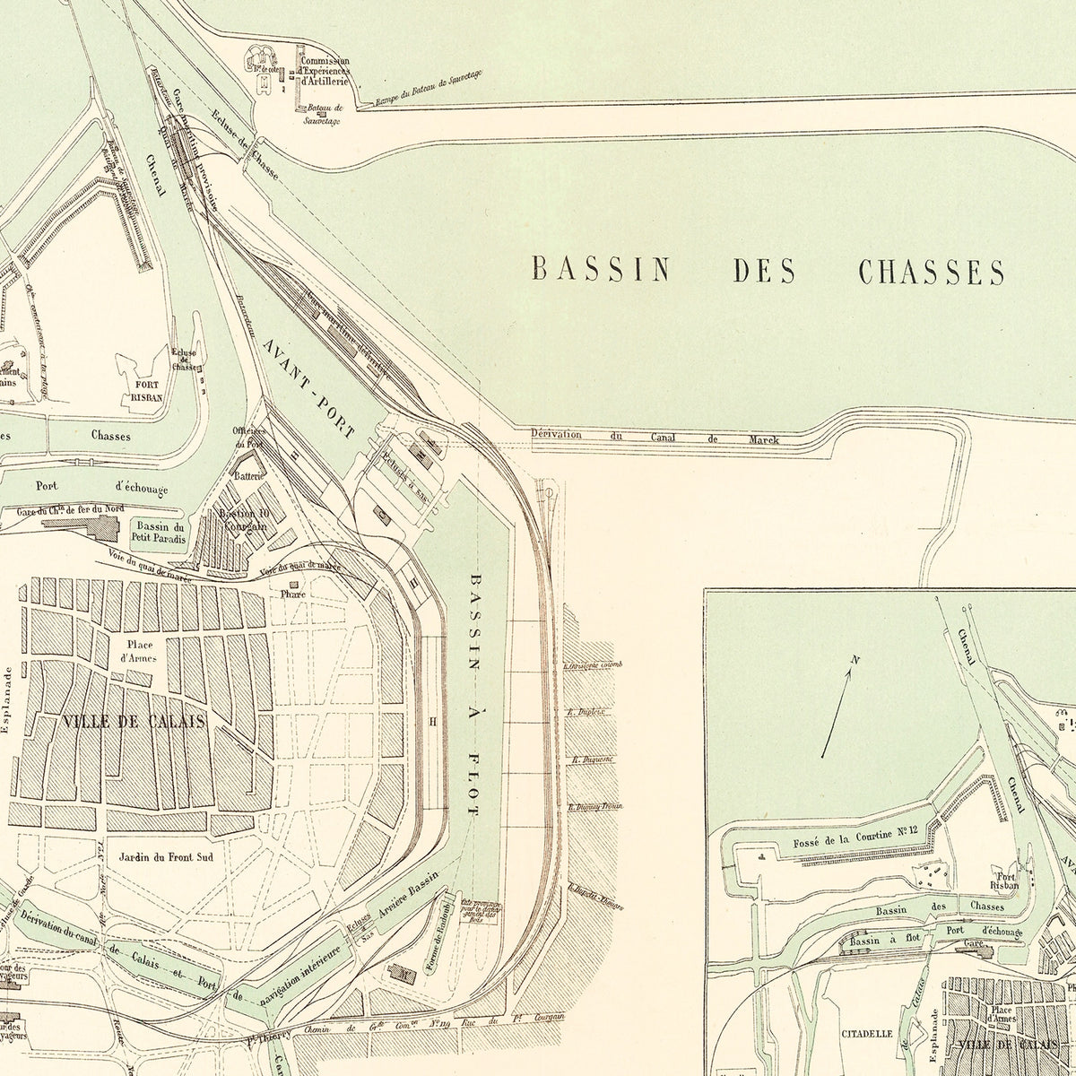 Restored historic details from the 1886 city map of Calais