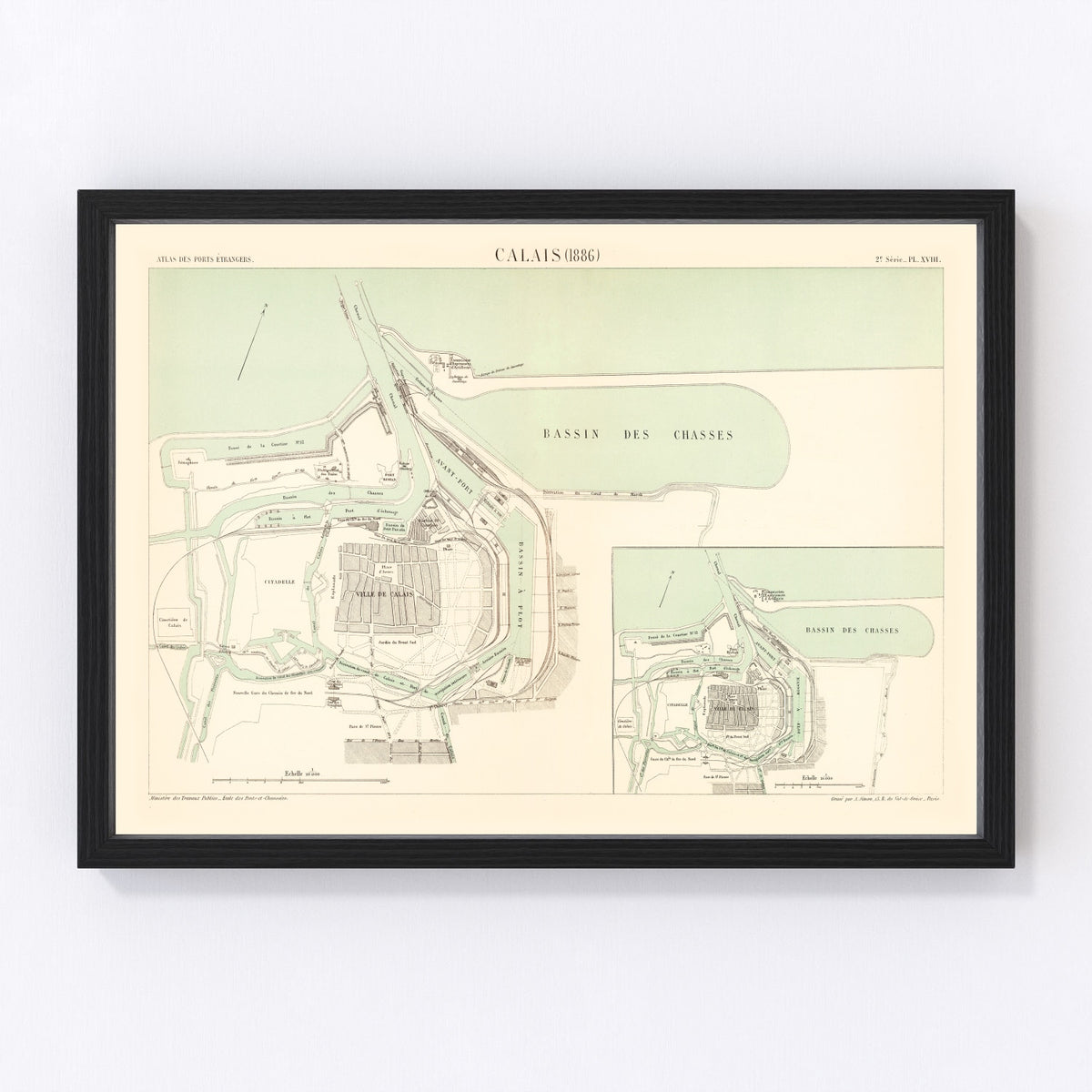 Calais Vintage Map 1886