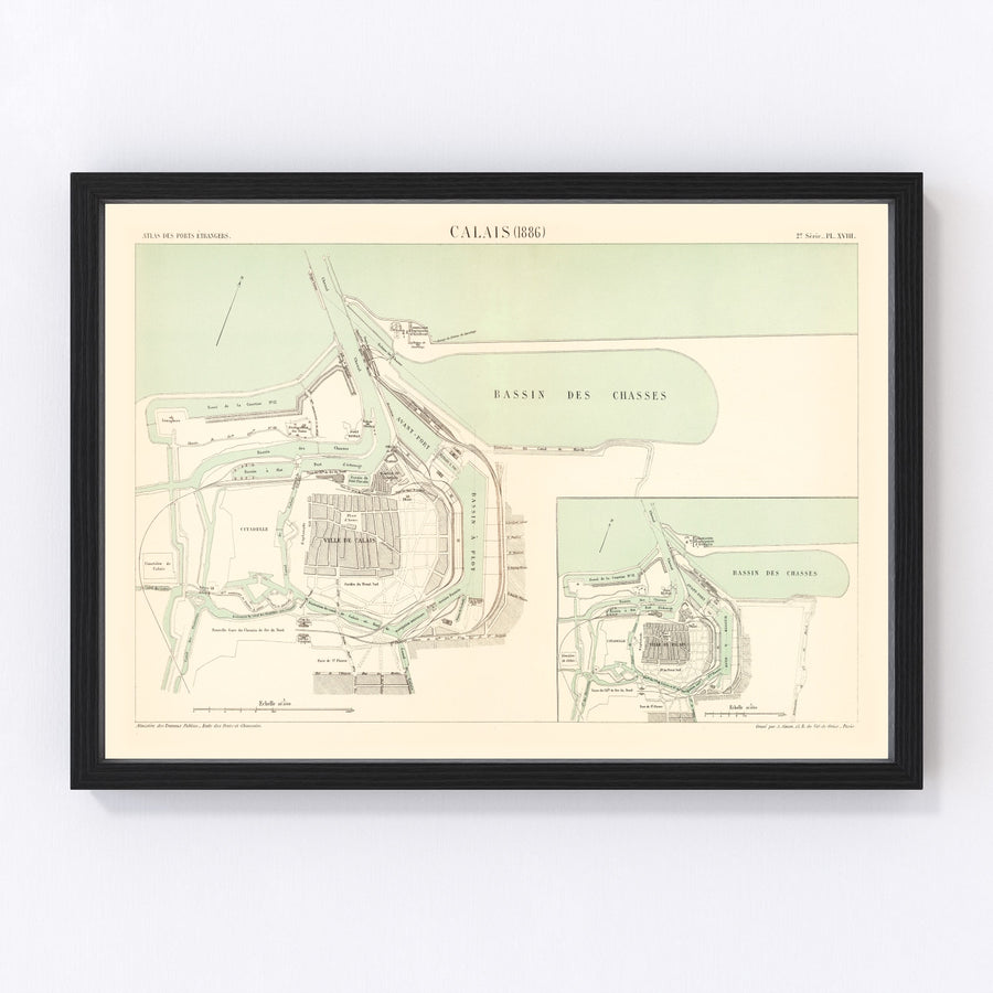 Calais Vintage Map 1886