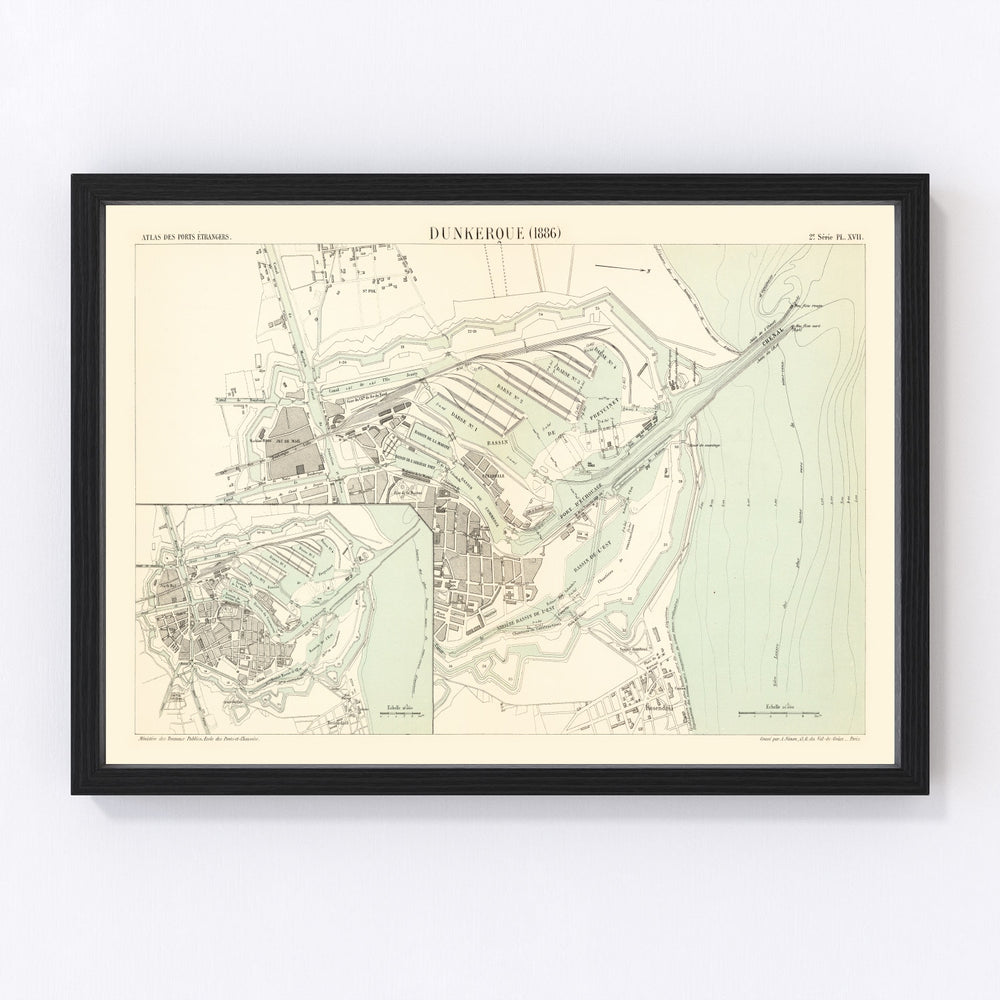 Dunkerque Vintage Map 1886