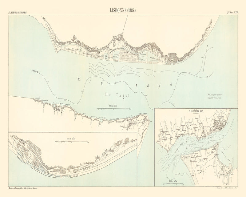 Size comparison using Vintage Map of Lisbon, Portugal 1884
