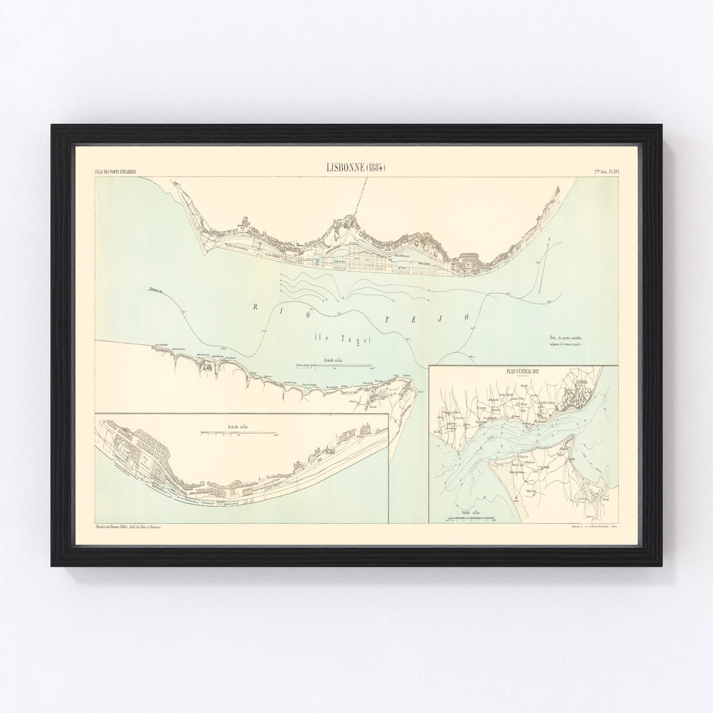 Lisbon Vintage Map 1884
