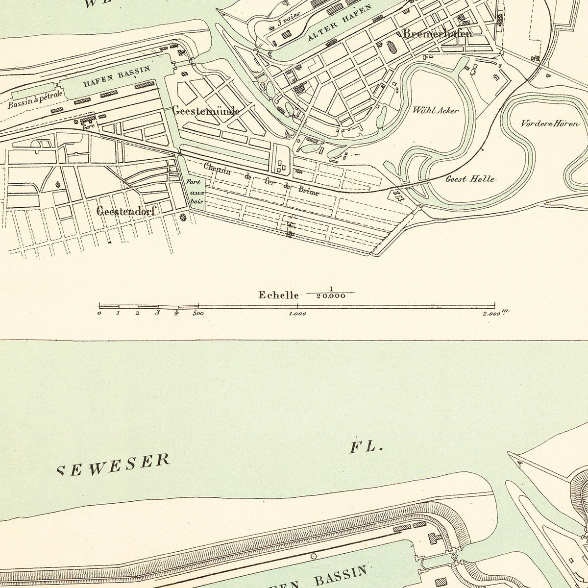 Restored historic details from the 1886 city map of Bremerhaven