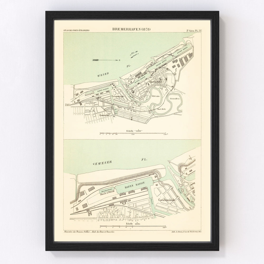 Bremerhaven Vintage Map 1886