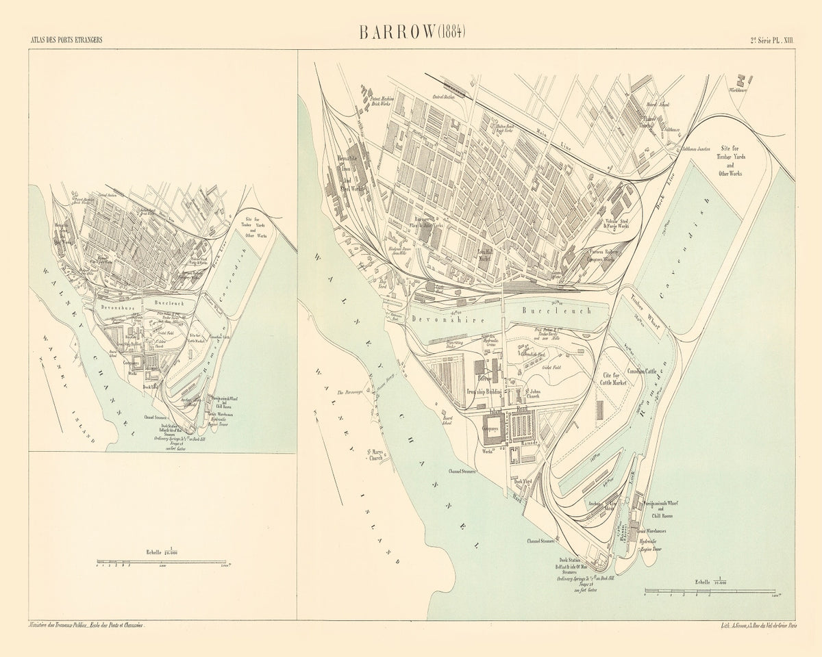 Preview of Vintage Map of Barrow, England 1884