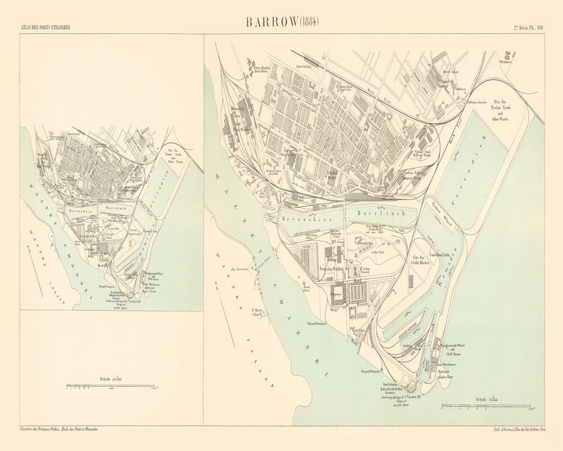 Size comparison using Vintage Map of Barrow, England 1884
