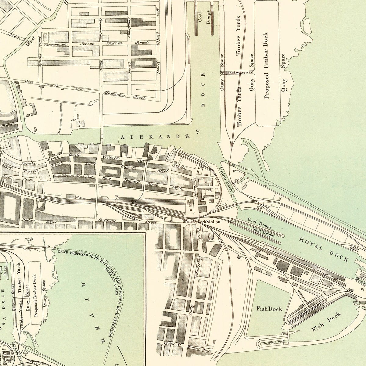 Restored historic details from the 1885 city map of Grimsby