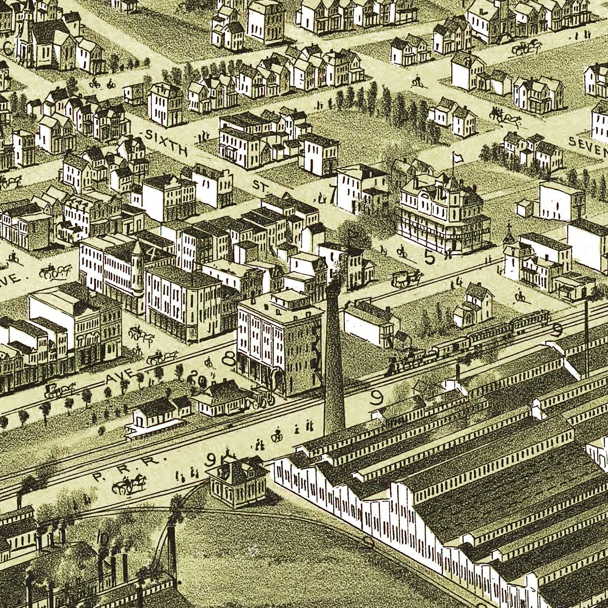 Restored historic details from the 1897 city map of Charleroi, Pennsylvania