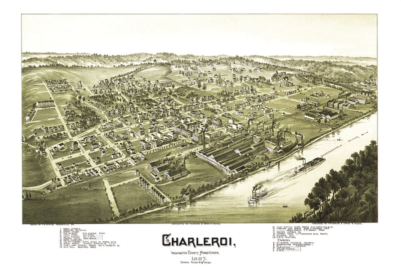 Size comparison using Vintage Map of Charleroi, Pennsylvania 1897