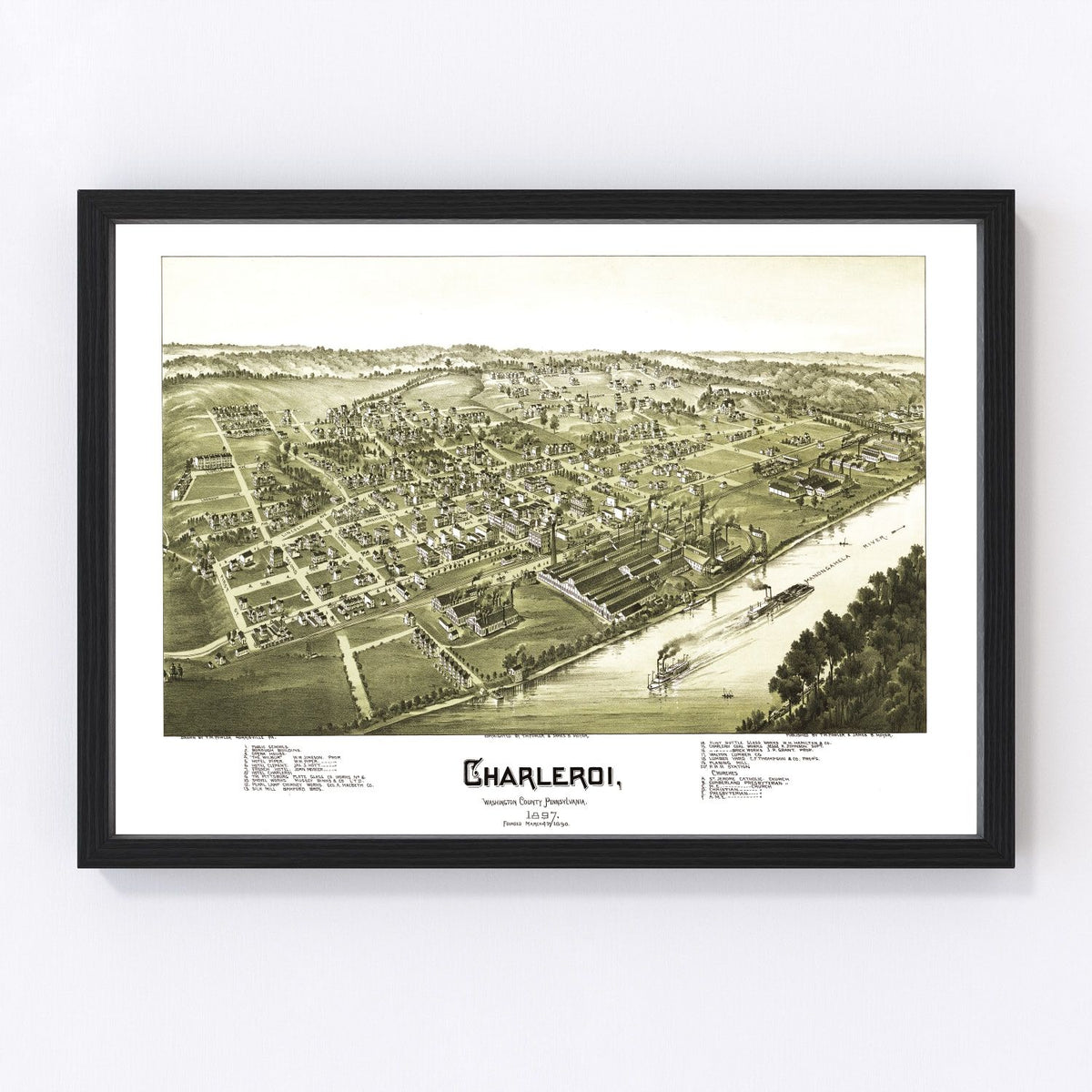 Charleroi Vintage Map 1897