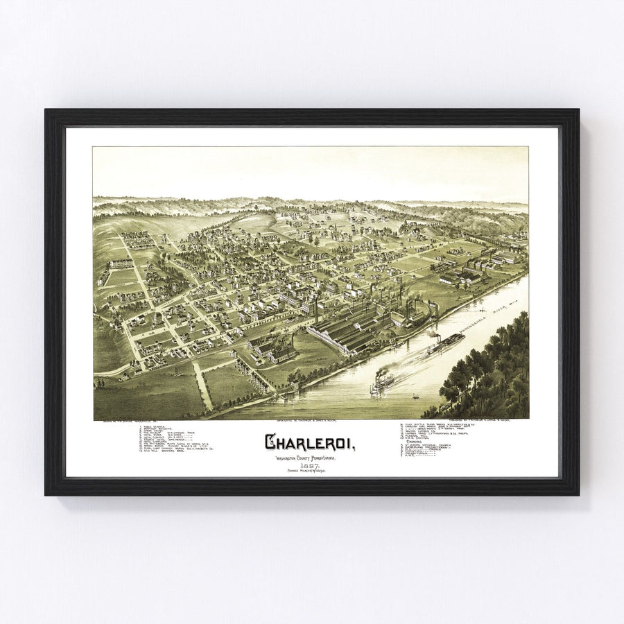 Charleroi Vintage Map 1897
