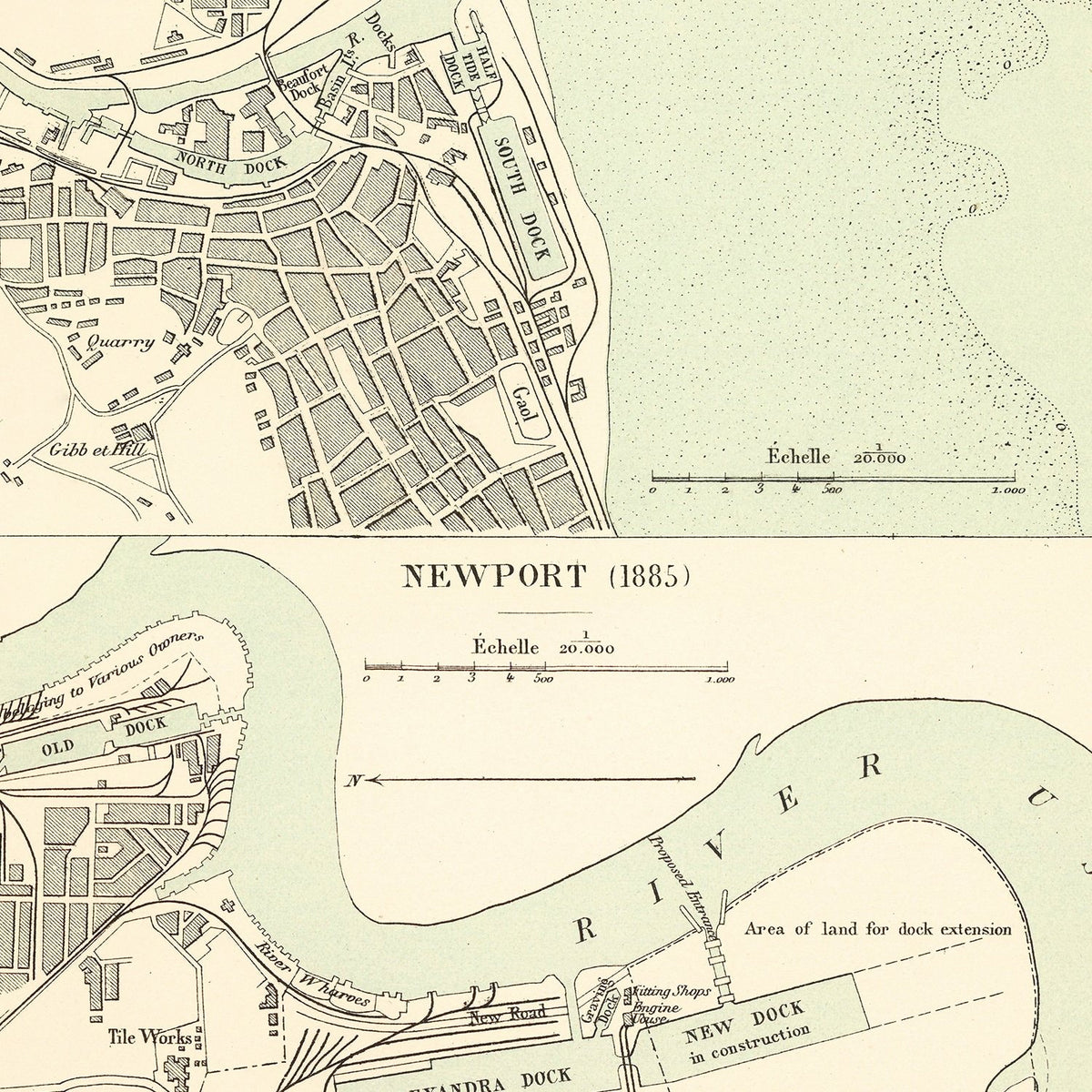 Restored historic details from the 1885 city map of Swansea