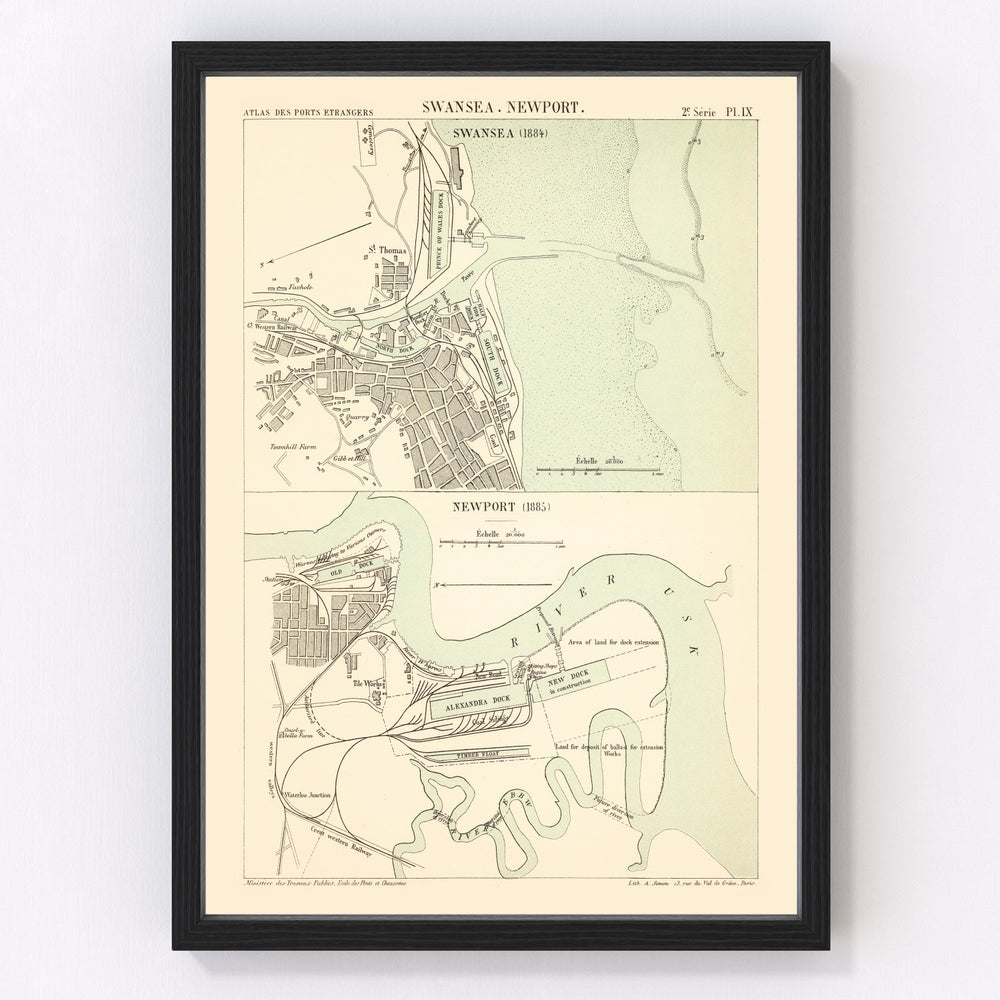 Swansea Vintage Map 1885