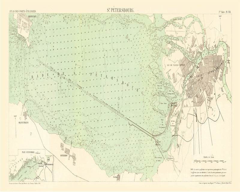 Size comparison using Vintage Map of Saint Petersburg, Russia 1884