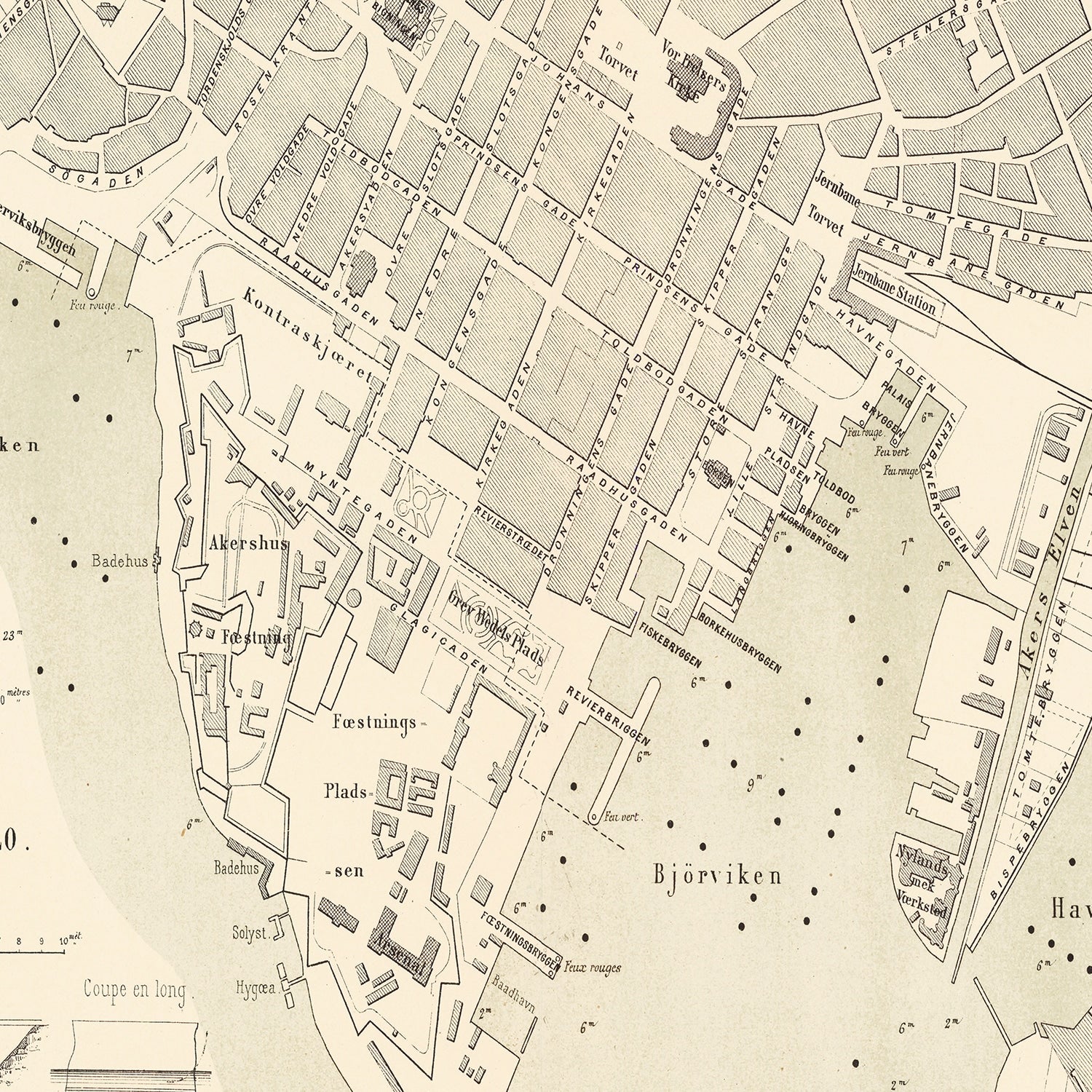 Restored historic details from the 1884 city map of Copenhagen