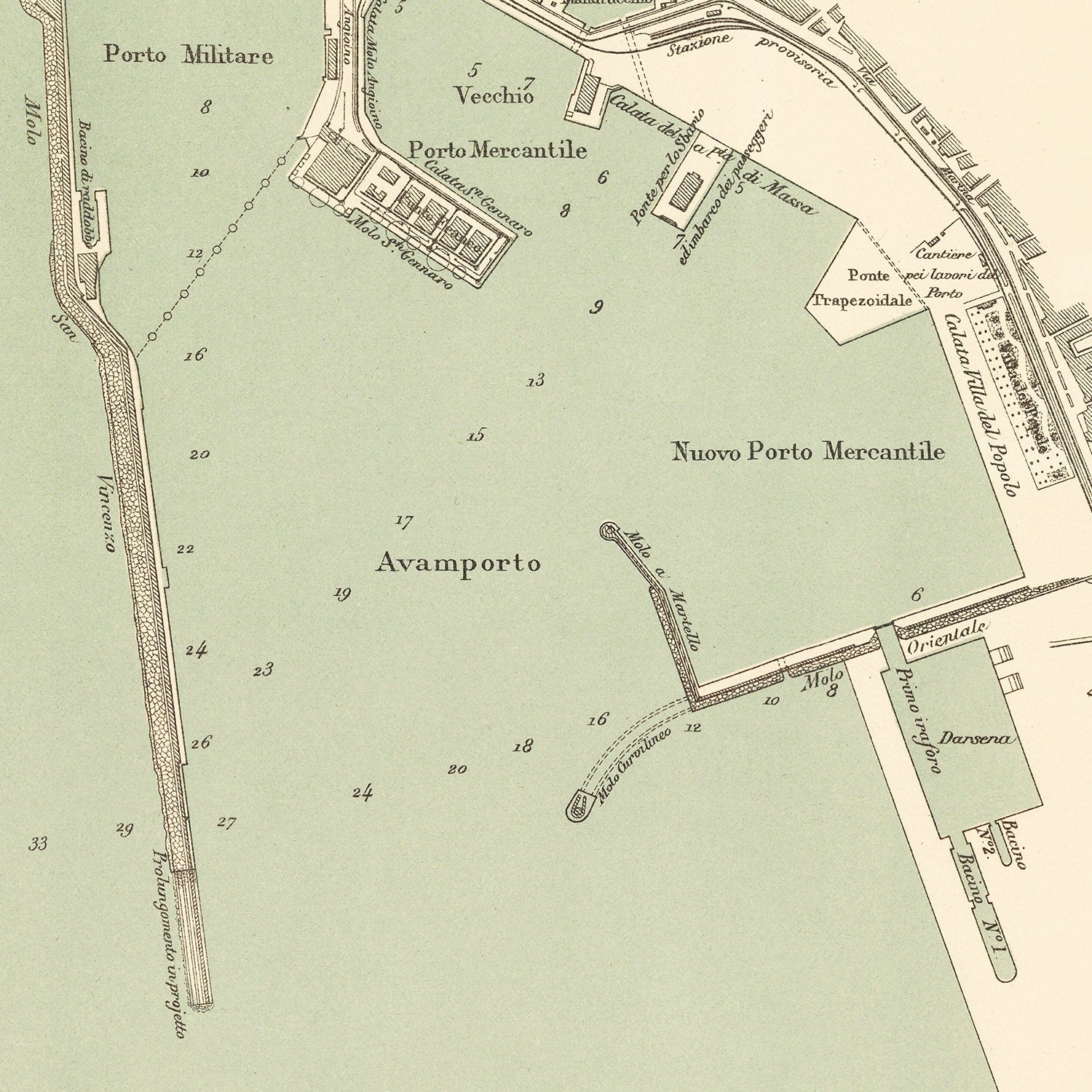 Restored historic details from the 1889 city map of Naples