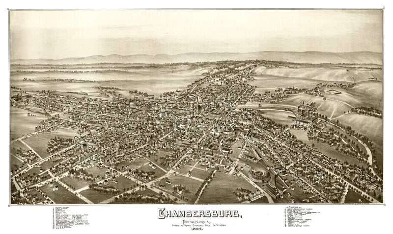 Size comparison using Vintage Map of Chambersburg, Pennsylvania 1885