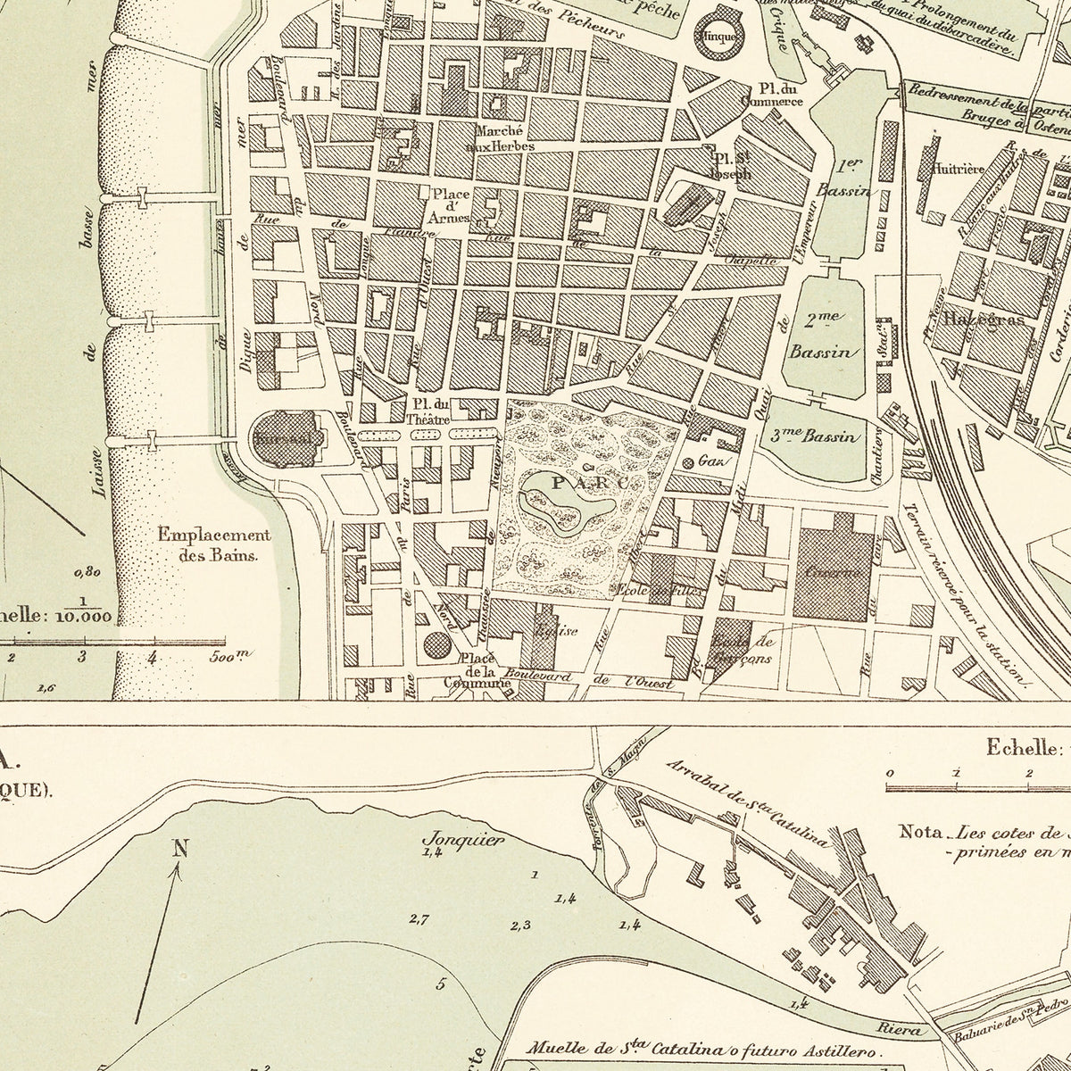 Restored historic details from the 1889 city map of Ostend