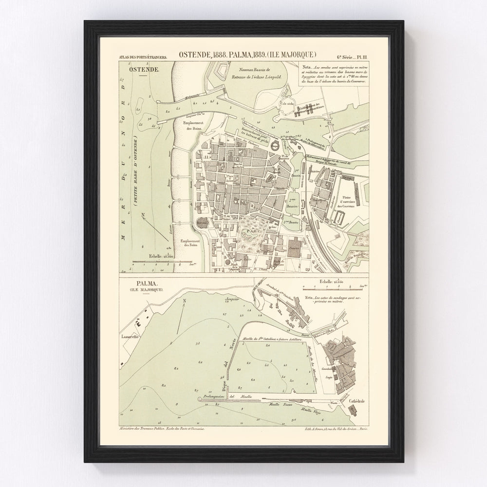 Ostend Vintage Map 1889