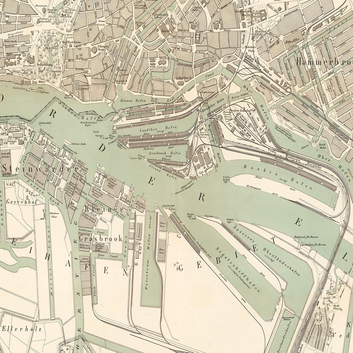 Vintage Hamburg Germany Maps