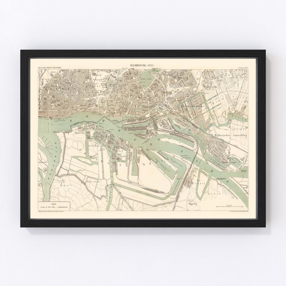 Hamburg Vintage Map 1889