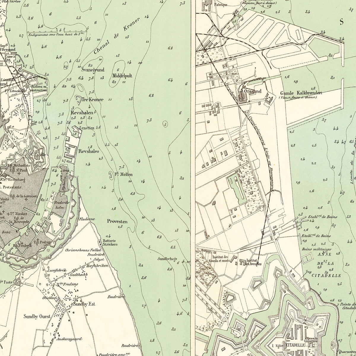 Restored historic details from the 1888 city map of Copenhagen