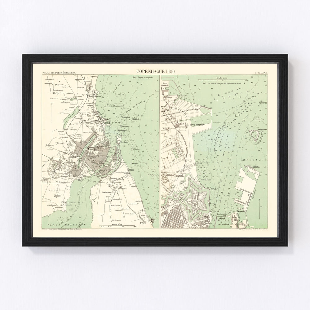 Copenhagen Vintage Map 1888
