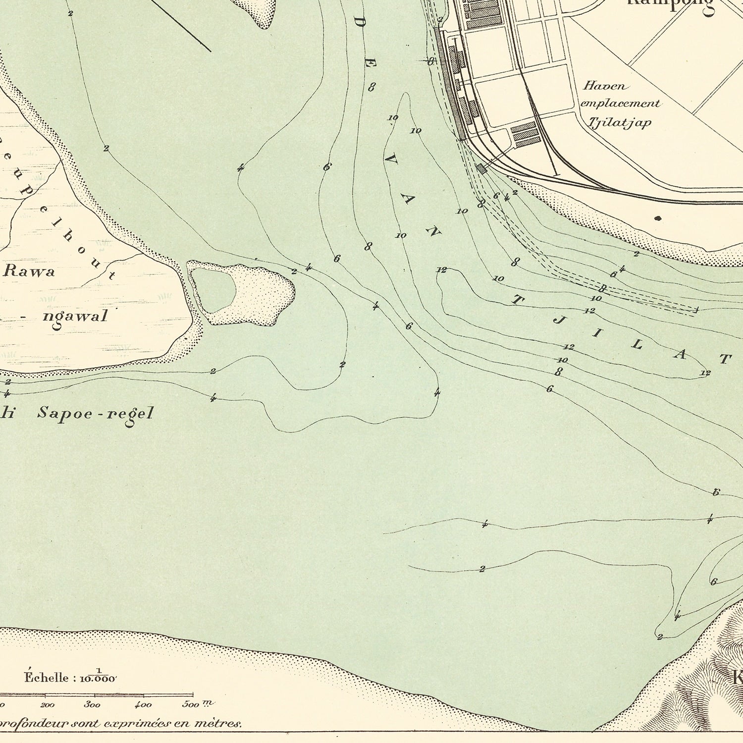 Restored historic details from the 1888 city map of Cilacap
