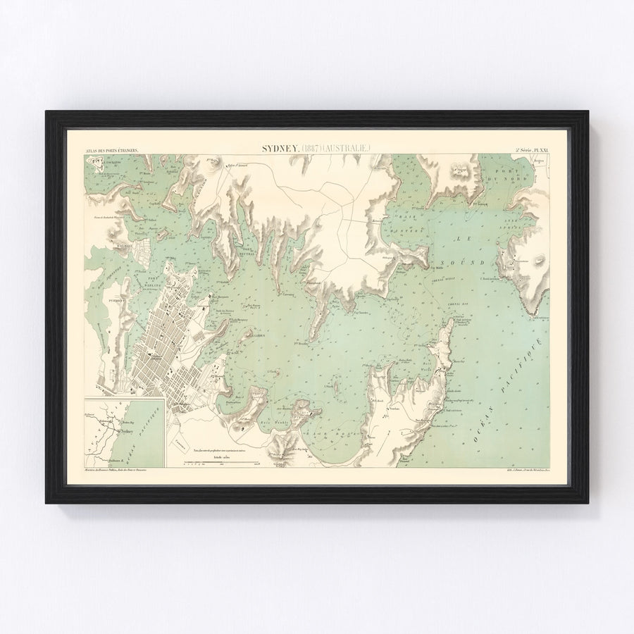 Vintage Map of Sydney, Australia 1887