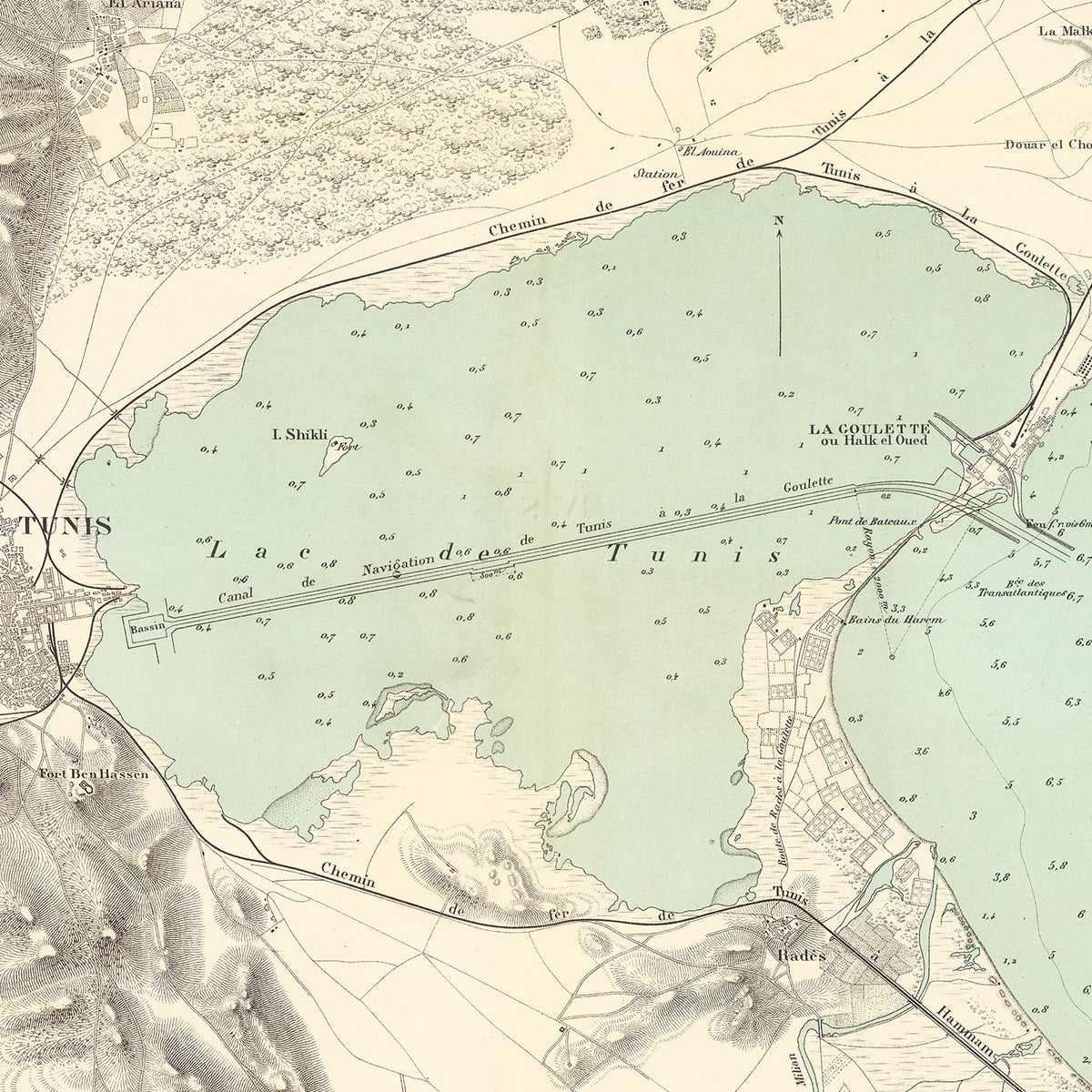 Restored historic details from the 1888 city map of Tunis