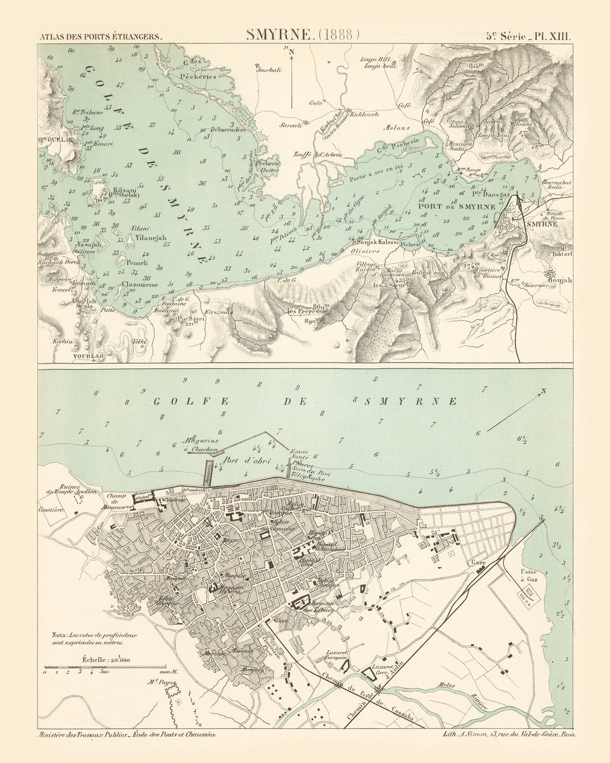 Preview of Vintage Map of Izmir, Turkey 1888