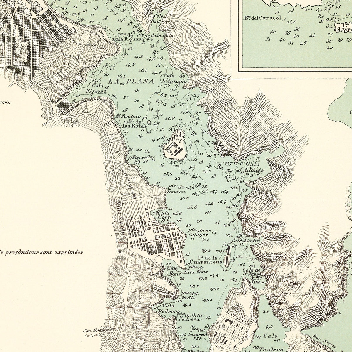 Restored historic details from the 1878 city map of Mahón